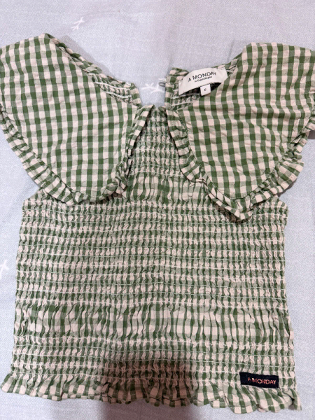 可愛綠格子大領上衣 image 1 of 0