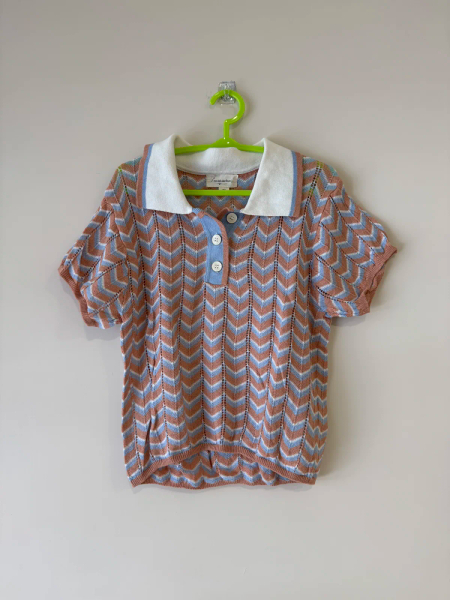 針織鏤空polo上衣 image 1 of 0