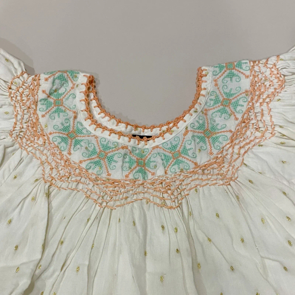 Dip dye Butterfly blouse with embroidery - Ecru gold dot image 1 of 0