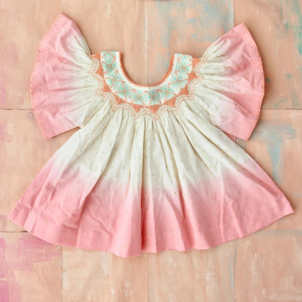 Dip dye Butterfly blouse with embroidery - Ecru gold dot image 1 of 0