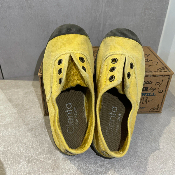 西班牙國民帆布鞋 芥末黃 黑底 洗舊布料童鞋 26 image 1 of 0