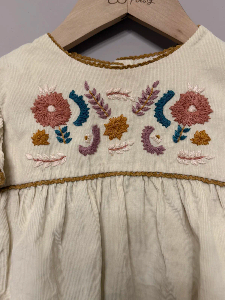 Illia Dress 白色燈芯絨刺繡洋裝 image 1 of 0