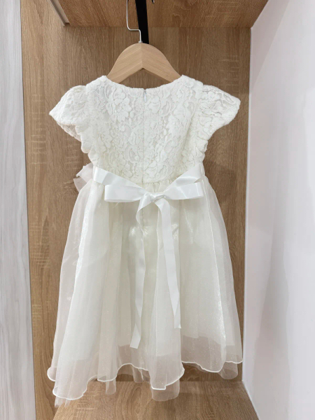 典雅蕾絲緞面網紗公主袖禮服 image 1 of 0