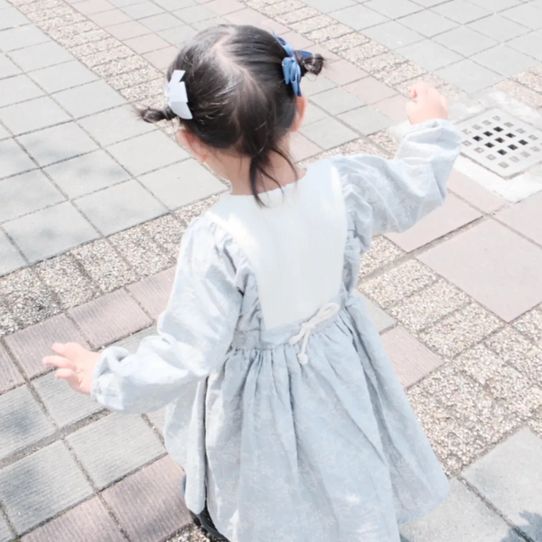 Denim-effect embroidered dress with yoke image 1 of 0