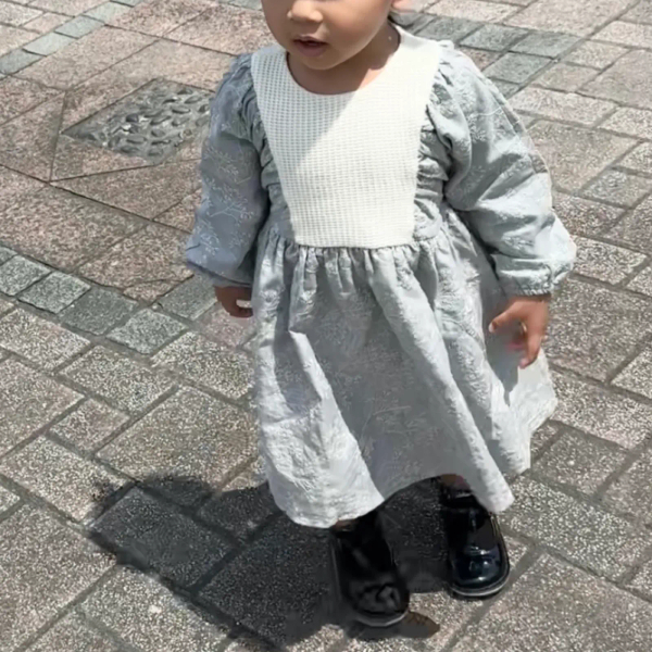 Denim-effect embroidered dress with yoke image 1 of 0