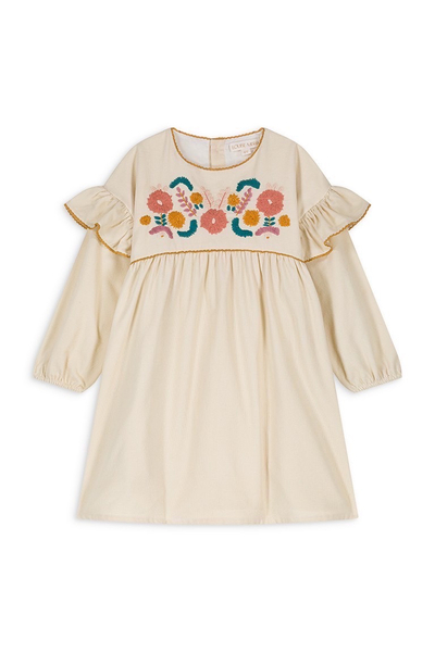 Illia Dress 白色燈芯絨刺繡洋裝 image 1 of 0