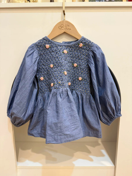 藍色小花刺繡上衣 image 1 of 0