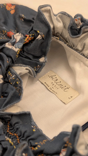 Labranza high neck dress 荷葉高領復古霧藍小花洋裝 image 1 of 0