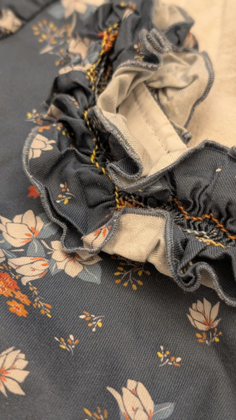 Labranza high neck dress 荷葉高領復古霧藍小花洋裝 image 1 of 0