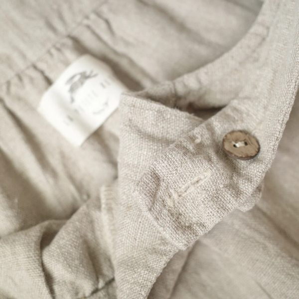 小白兔刺繡亞麻連身短褲 image 1 of 0