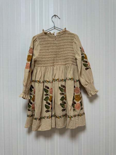 復古風花朵刺繡長袖洋裝 image 1 of 0