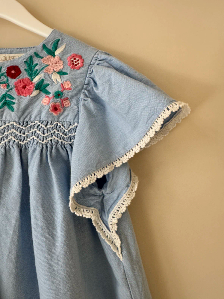 法式刺繡荷葉袖洋裝 image 1 of 0