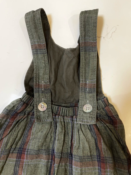 House of Paloma JULIETTE 橄欖綠格紋亞麻連身裙 image 1 of 0