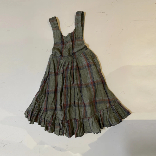 House of Paloma JULIETTE 橄欖綠格紋亞麻連身裙 image 1 of 0