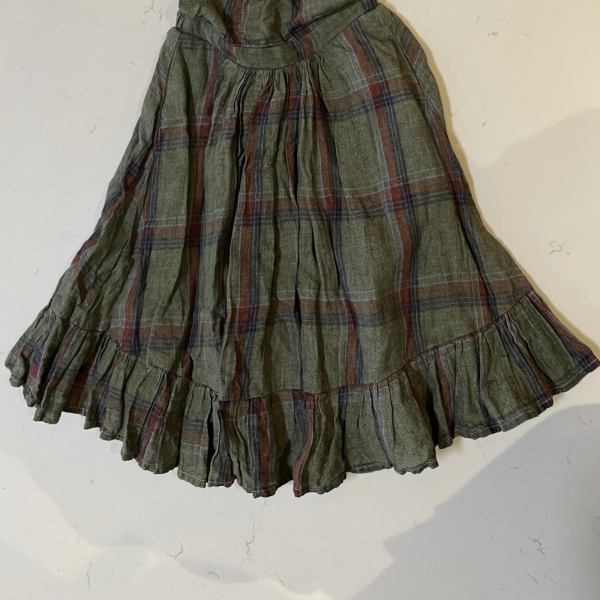 House of Paloma JULIETTE 橄欖綠格紋亞麻連身裙 image 1 of 0
