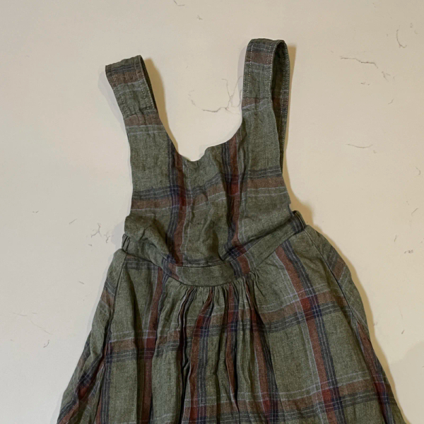 House of Paloma JULIETTE 橄欖綠格紋亞麻連身裙 image 1 of 0