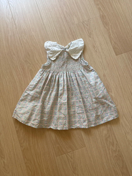 復古風刺繡翻領碎花抽褶洋裝 image 1 of 0