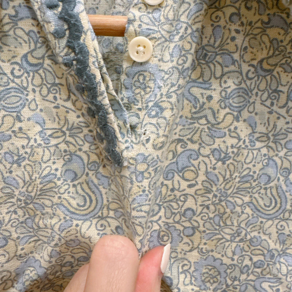 復古印花荷葉邊領長袖洋裝 image 1 of 0