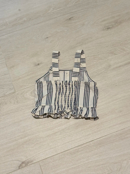 條紋荷葉邊無袖上衣 image 1 of 0