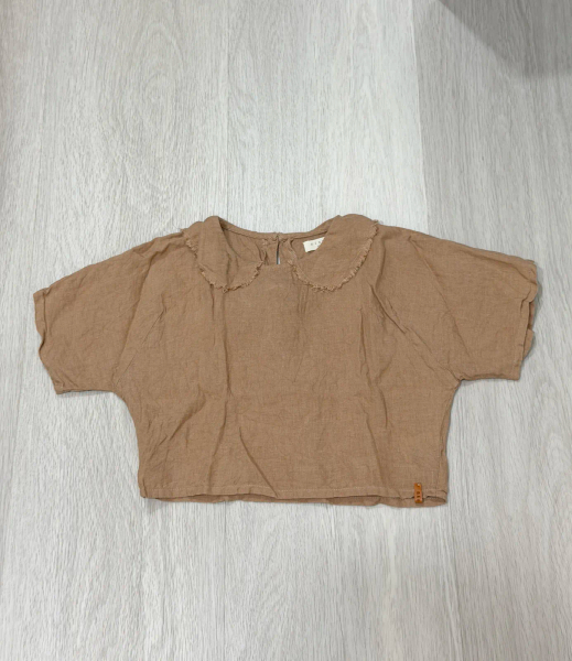 亞麻娃娃領短袖上衣 image 1 of 0