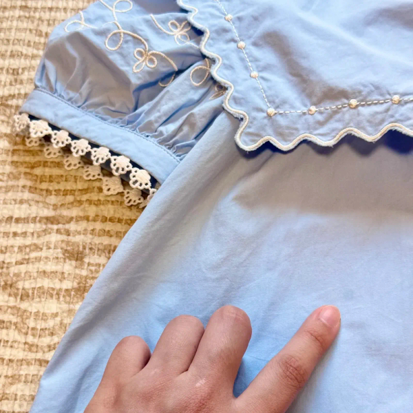 25SS Navy collar embroidered dress image 1 of 0