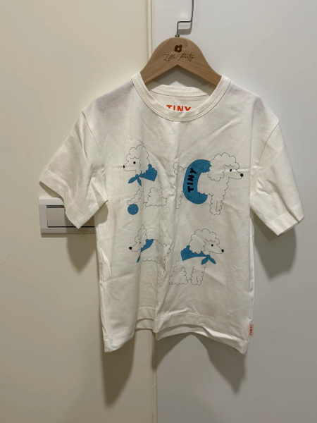 白色貴賓狗圖案短袖上衣 image 1 of 0