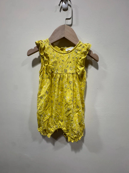 女童亮黃色碎花荷葉邊連身衣 image 1 of 0