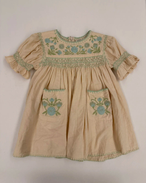 復古風刺繡亞麻洋裝 image 1 of 0