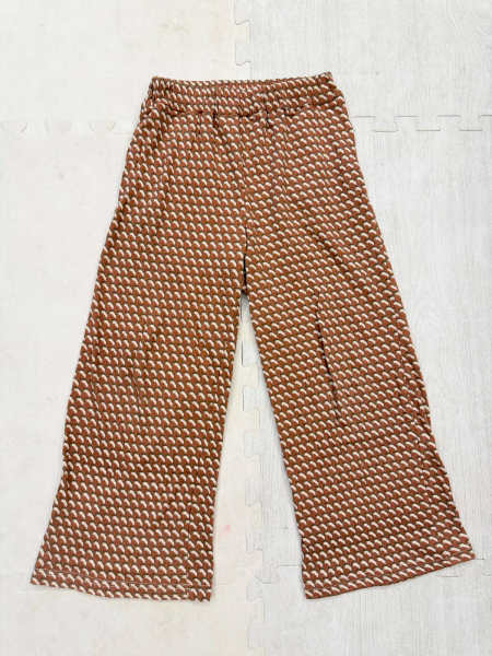 棕色幾何圖案寬鬆休閒長褲 image 1 of 0
