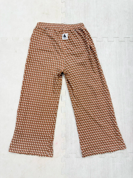 棕色幾何圖案寬鬆休閒長褲 image 1 of 0