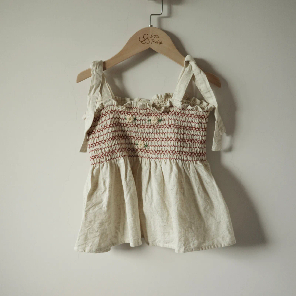 Shorts & top set Natural cotton flex with multi color eyelet emb image 1 of 0