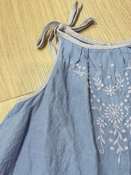 綁帶刺繡無袖上衣與短褲套裝 image 1 of 0