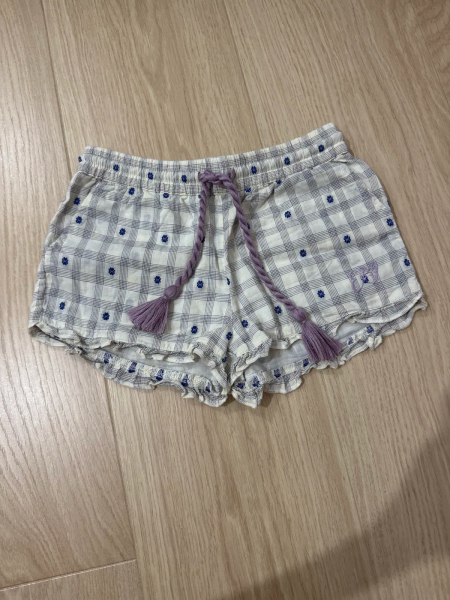 格紋刺繡鬆緊腰帶短褲 image 1 of 0