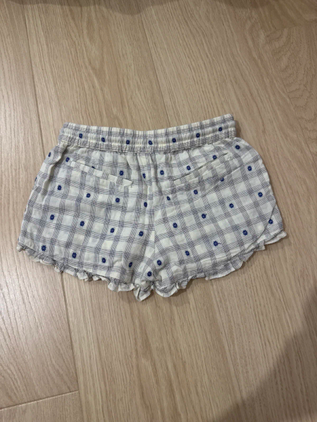 格紋刺繡鬆緊腰帶短褲 image 1 of 0