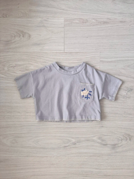 Rumi Hand Embroidered Tee - Lilac-Grey image 1 of 0