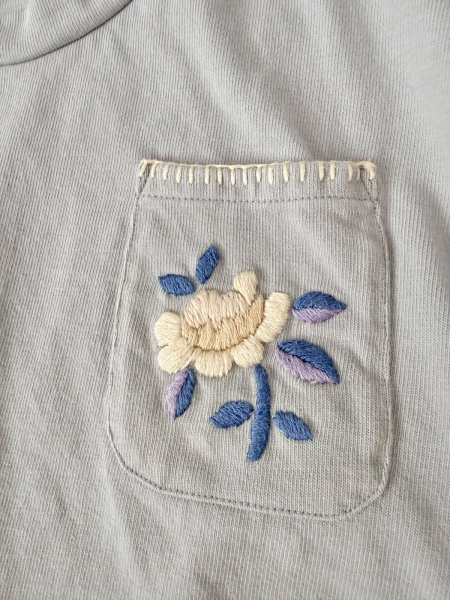 Rumi Hand Embroidered Tee - Lilac-Grey image 1 of 0