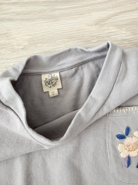 Rumi Hand Embroidered Tee - Lilac-Grey image 1 of 0