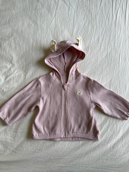 粉色華夫格連帽外套 image 1 of 0