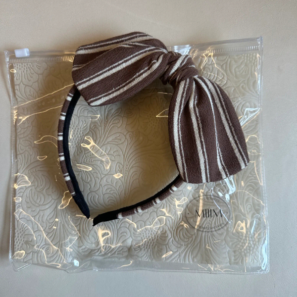 咖啡條紋蝴蝶結髮箍 image 1 of 0