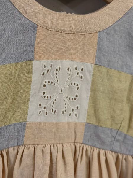 拼布風無袖亞麻洋裝(或交換2-3y) image 1 of 0