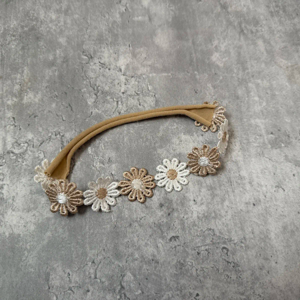 日本手作小雛菊刺繡彈性寶寶髮帶 image 1 of 0