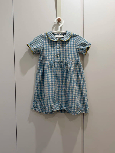 日系藍白格紋娃娃領洋裝 image 1 of 0
