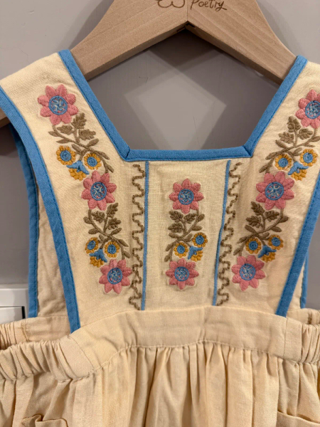 米色碎花刺繡無袖連身裙 image 1 of 0