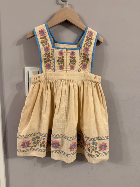 米色碎花刺繡無袖連身裙 image 1 of 0