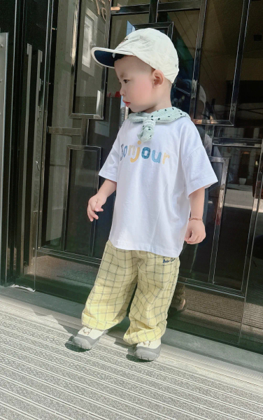 黃色格紋休閒長褲 image 1 of 0