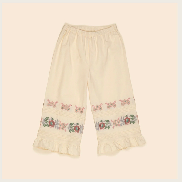 Apolina - 花卉刺繡長褲 - winona milk cream - 3-5y image 1 of 0