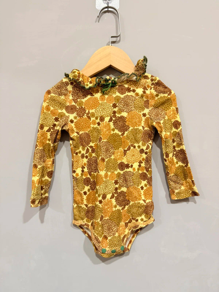復古碎花荷葉領長袖包屁衣 image 1 of 0