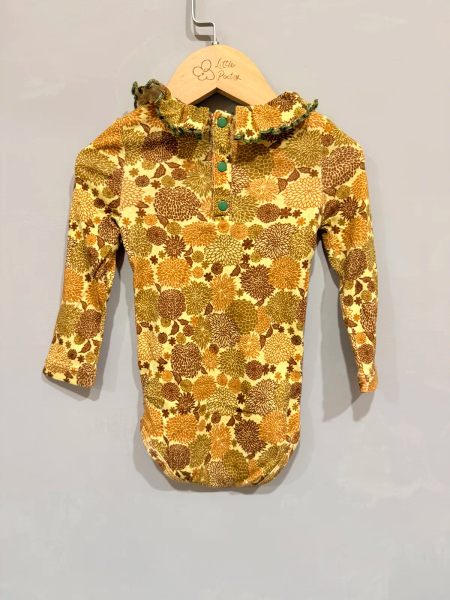復古碎花荷葉領長袖包屁衣 image 1 of 0