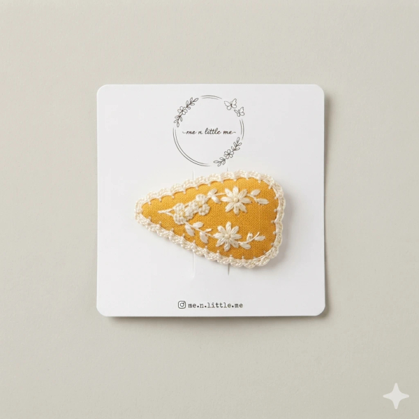 黃色花卉刺繡手工髮夾 image 1 of 0