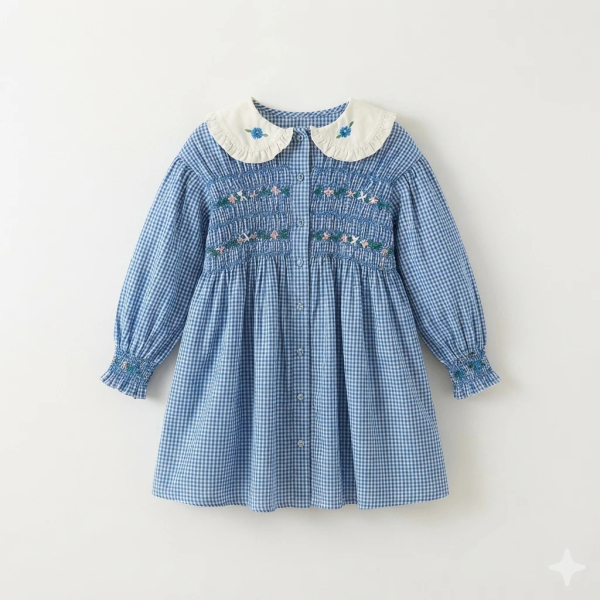 Bonjour Diary Romantic Long Tunique, Vichy blue(4Y image 1 of 0